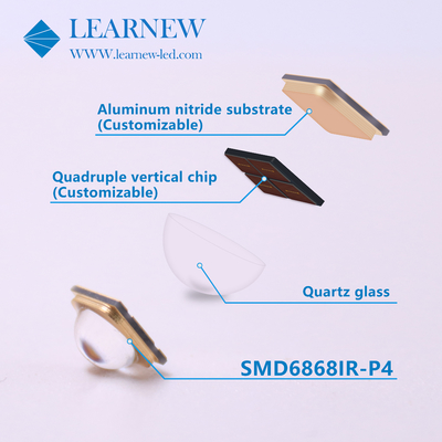 Chips LED IR de alta densidade e intensidade 5-8W para comprimento de onda dominante 730-950MM