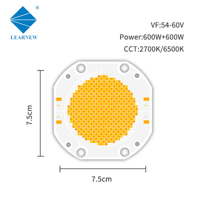 600w + 600w Dual Color Cob Led Chip 7575 Dimmable 2700-6500k 54v 60v Para fotografia luz