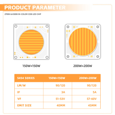 5454 Bi-Color 2700k 6500k Cct Alta Potência 1500w 200w Cob Led Chip Module para lâmpada fotográfica