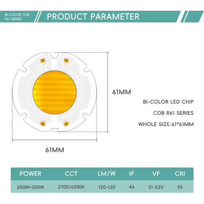chip bi-color de alta potência 200W 6060 LED cob chip para luz fotográfica