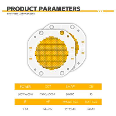 Bi Color 2700K 6500K CRI de alta potência 95 600W COB LED Chip Module PCB Board para LED Video Fill Photography Light