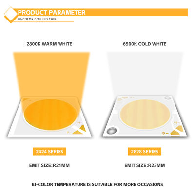 LED COB de alta CRI de duas cores 30W/40W/50W/80W 2 em 1 Branco Quente e Branco Frio Chip COB LED 2424