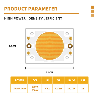 Chip LED COB Bi Color 200W 4055 para Luz de Fotografia 2700K/6500K