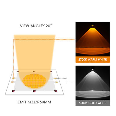 Chip LED COB de alta eficiência com 10000 horas de trabalho, ângulo de visão de 120° e material Algainp para luzes de palco e fotografia