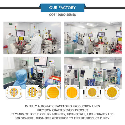 Chip LED COB de alta eficiência com 10000 horas de trabalho, ângulo de visão de 120° e material Algainp para luzes de palco e fotografia