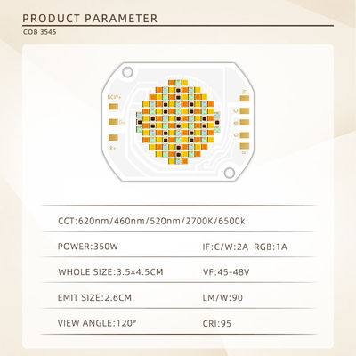 Chip LED COB RGBWW 5 em 1 cores de 350W com tensão de entrada de 45-48V e ângulo de visão de 120° para iluminação de fotografia