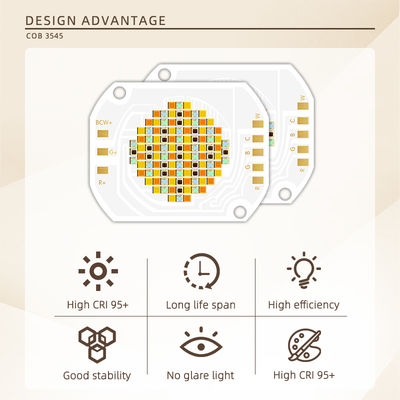 Chip LED COB de 350W 2700K-6500K RGBCW com cores ajustáveis, ângulo de visão de 120° para luzes de palco e fotografia