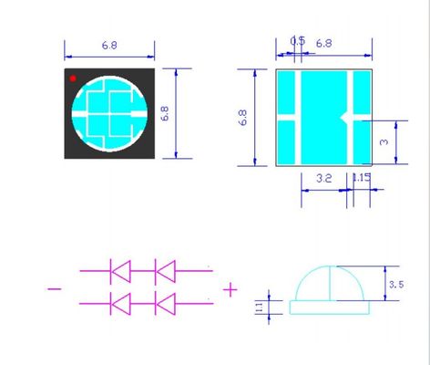Chip LED UVA de alta potência direto de fábrica SMD6868 365nm 385nm 395nm 10W luz UV LED para cura UV e impressora 3D