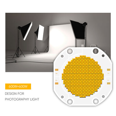 CHIP LED COB BICOLOR 600W+600W CCT COB SÉRIE 7575 Chip LED COB Tunável para Luzes Fotográficas Dimmable Cor Branca CRI95 10A