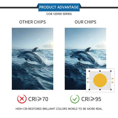 1200W 75-85V Ra95 2700K/6500K 18-21A*2 120x100mm Chip LED COB de alta potência para lâmpada fotográfica Branco quente Branco duplo apagável